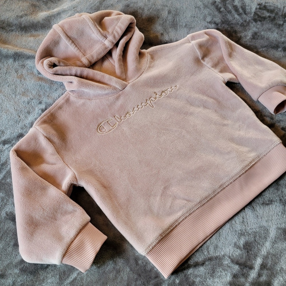 Champion Fleece Hoodie Kids 3T Pink Excellent Embroidered Logo Pullover 911